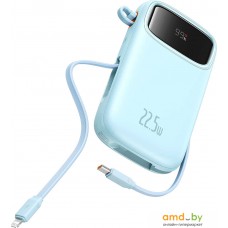 Внешний аккумулятор Baseus Qpow2 Dual-Cable Digital Display Fast Charge Power Bank 22.5W 20000mAh (голубой)