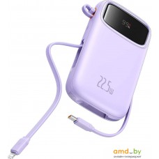 Внешний аккумулятор Baseus Qpow2 Dual-Cable Digital Display Fast Charge Power Bank 22.5W 20000mAh (сиреневый)