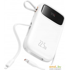 Внешний аккумулятор Baseus Qpow2 Dual-Cable Digital Display Fast Charge Power Bank 22.5W 20000mAh (белый)