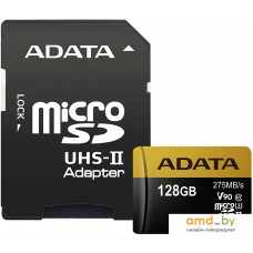 Карта памяти ADATA microSDXC UHS-II 128GB + адаптер [AUSDX128GUII3CL10-CA1]