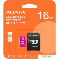 Карта памяти ADATA Premier microSDHC UHS-I U1 (10 Class) 16 Gb (AUSDH16GUICL10-RA1)