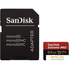 Карта памяти SanDisk Extreme PRO microSDXC SDSQXCU-064G-GN6MA 64GB (с адаптером)