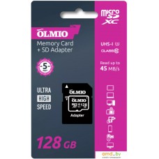 Карта памяти Olmio microSDXC 128GB V30 UHS-I Class 3 (U3)