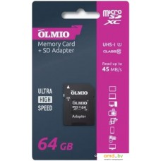 Карта памяти Olmio microSDXC 64GB UHS-I U3