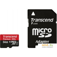 Карта памяти Transcend microSDXC UHS-I 300x Premium (Class 10) 64GB [TS64GUSDU1]