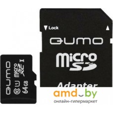 Карта памяти QUMO microSDXC UHS-1 64GB + адаптер (QM64GMICSDXC10U1)