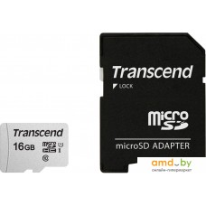 Карта памяти Transcend microSDHC 300S 16GB + адаптер