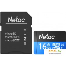 Карта памяти Netac P500 Standard 16GB NT02P500STN-016G-R (с адаптером)