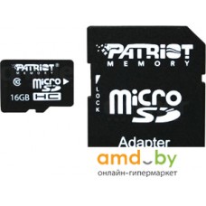 Карта памяти Patriot microSDHC (Class 10) 16 Гб + адаптер (PSF16GMCSDHC10)