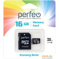 Карта памяти Perfeo microSDHC PF16GMCSH10AES 16GB (с адаптером)