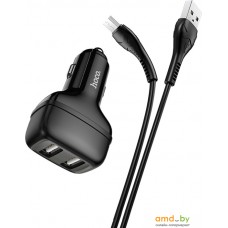 Автомобильное зарядное Hoco Z36 microUSB (черный)