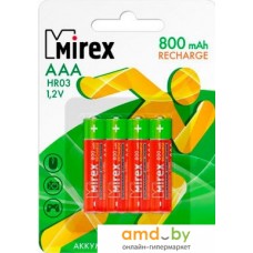 Аккумуляторы Mirex AAA 800mAh 4 шт HR03-08-E4