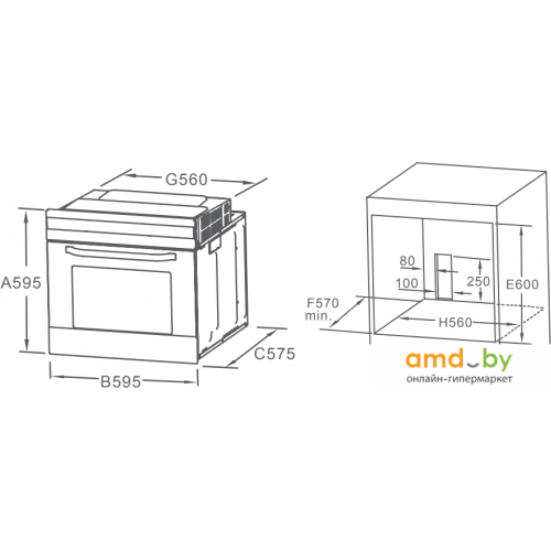 Духовой шкаф электрический midea mo67000gb черный