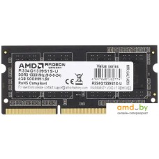 Оперативная память AMD Radeon R3 4GB DDR3 SODIMM PC3-10600 R334G1339S1S-U