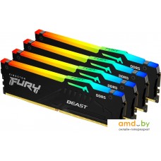 Оперативная память Kingston FURY Beast RGB 4x16ГБ DDR5 5200 МГц KF552C40BBAK4-64