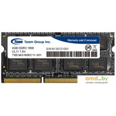 Оперативная память Team Elite 4GB DDR3 SODIMM PC3-12800 [TED34G1600C11-S01]