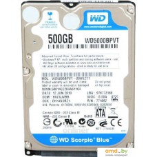 Жесткий диск WD Scorpio Blue 500 Гб (WD5000BPVT)