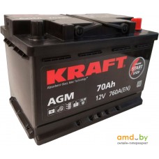 Автомобильный аккумулятор KRAFT AGM 70 R+