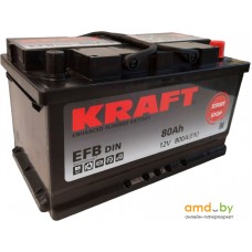 Автомобильный аккумулятор KRAFT EFB 80 R+ низк