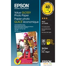 Фотобумага Epson Value Glossy Photo Paper 10х15 183 г/м2 2x20 листов C13S400044