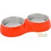 Двойная миска Duvo Plus Feeding Bowl Double + Socket Glossy Duo (красный). Фото №1