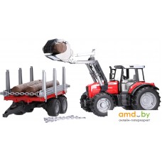 Игрушечный транспорт Bruder Massey Ferguson + Frontloader and timber trailer 02046