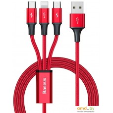 Кабель Baseus Rapid Series USB Type-A - Lightning/USB Type-C/microUSB CAJS000009 (1.2 м, красный)