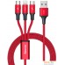 Кабель Baseus Rapid Series USB Type-A - Lightning/USB Type-C/microUSB CAJS000009 (1.2 м, красный). Фото №1