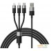 Кабель Baseus StarSpeed 1-for-3 Fast Charging Data Cable (1 м, черный). Фото №1