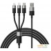 Кабель Baseus StarSpeed 1-for-3 Fast Charging Data Cable (1.2 м, черный). Фото №1