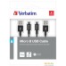 Кабель Verbatim USB-A – micro-USB 1 м + 1 м (черный) 48874. Фото №2