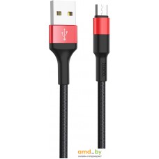 Кабель Hoco X26 microUSB (черный/красный)