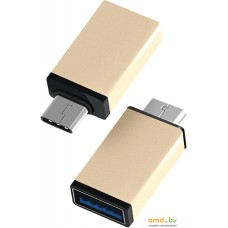 Адаптер Atom USB Type-C 3.1 - USB А 3.0 (золотой)