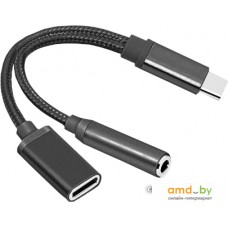 Адаптер Atom USB Type-C 3.1 - 3.5 Jack/USB Type-C (0.15 м, черный)