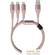 Solove DW2 USB Type-A - Lightning/MicroUSB/USB Type-C (1.2 м, розовый)