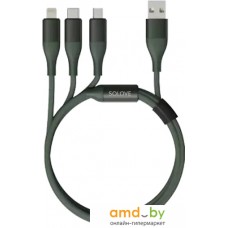 Solove DW2 USB Type-A - Lightning/MicroUSB/USB Type-C (1.2 м, зеленый)