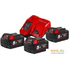 Аккумулятор с зарядным устройством Milwaukee M18 NRG-503 (18В/5 Ah + 12-18В)