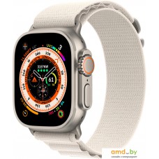 Умные часы Apple Watch Ultra LTE 49 мм (титановый корпус, титановый/звездный свет, текстильный ремешок размера L)