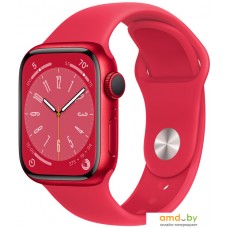 Умные часы Apple Watch Series 8 41 мм (алюминиевый корпус, красный/красный, спортивный силиконовый ремешок)