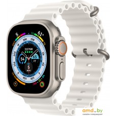 Умные часы Apple Watch Ultra LTE 49 мм (титановый корпус, титановый/белый, ремешок из эластомера)