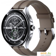 Умные часы Xiaomi Watch 2 Pro (серебристый, с коричневым кожаным ремешком, международная версия)
