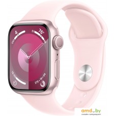 Умные часы Apple Watch Series 9 41 мм (алюминиевый корпус, розовый/розовый, спортивный силиконовый ремешок S/M)