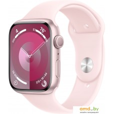 Умные часы Apple Watch Series 9 45 мм (алюминиевый корпус, розовый/розовый, спортивный силиконовый ремешок M/L)