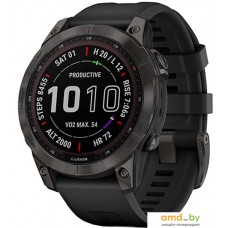 Умные часы Garmin Fenix 7 Sapphire Solar 47 мм (серый карбон/черный)