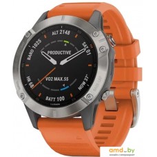 Умные часы Garmin Fenix 6 Sapphire (титановый/оранжевый)