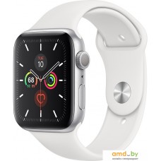 Умные часы Apple Watch Series 5 44 мм (серебристый алюминий/белый спортивный)