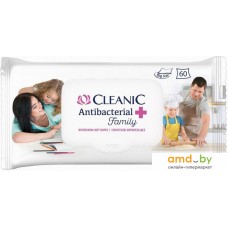 Влажные салфетки Cleanic Antibacterial Family освежающие для рук и тела (60 шт)