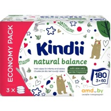 Влажные салфетки Kindii Natural balance (3х60 шт)