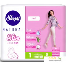 Прокладки гигиенические Sleepy Natural Slim Extra Thin 3 в 1 Normal Супертонкие (8 шт)