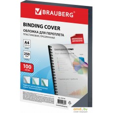 Пластиковая обложка для переплета BRAUBERG A4 250 мкм 100 шт 532162 (прозрачный)